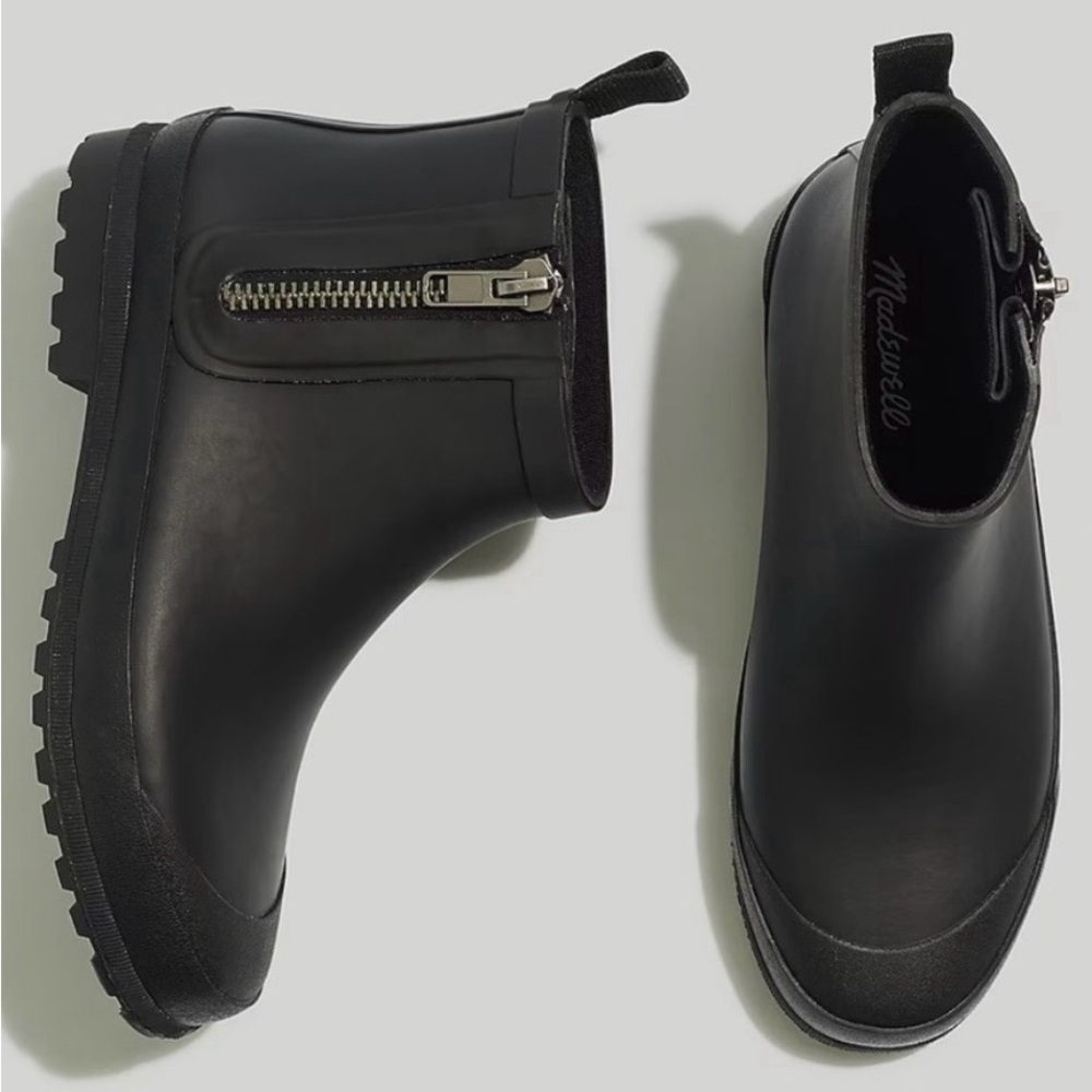 Madewell Black Zip Up Rain Boot Ankle Women’s Size 8